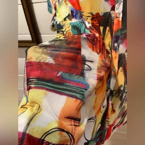 MARIE Claire  Multicolors mesh short sleeves shirt size XL - Picture 4 of 7